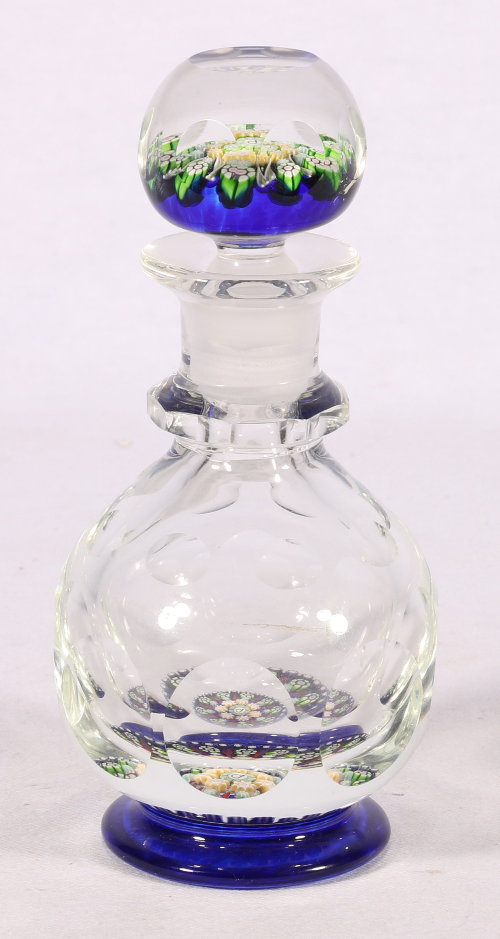 Perthshire art glass millefiori perfume bottle with stopper, "P" cane to interior perhaps for