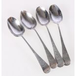 A set of four silver teaspoons, Josiah Williams & Co, Exeter, 1878.