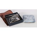 French powder compact with agate finish, another set with marcasite stones and a contemporary