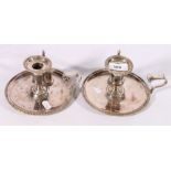 Pair of silver plated chambersticks with snuffers