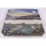 Two Highland Stoneware wall plaques or serving trays, 43cm long