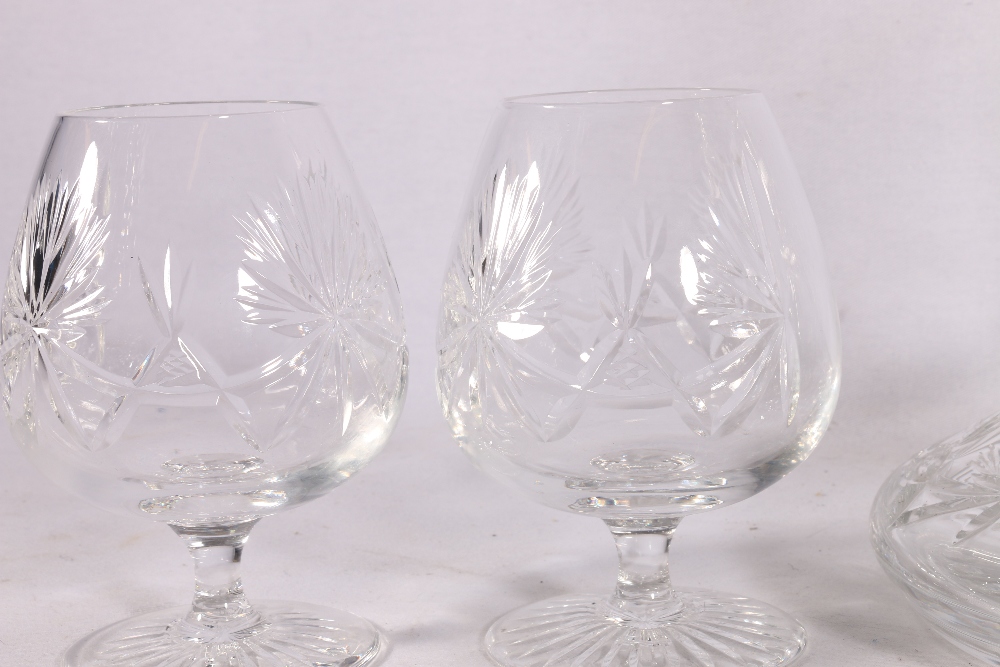 Cut crystal ship's style decanter and four brandy glasses with fern decoration - Image 2 of 4