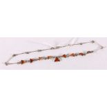 1970's style silver and amber fringe necklace with fetter links