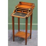 Reproduction mahogany fold-over hall table/writing desk, 79 cm tall.