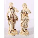 Pair of Continental porcelain figures, 25cm tall