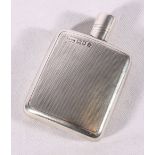 George V miniature silver spirit or hip flask with engine turned decoration London 1922 by Sampson