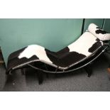 Le Corbusier style cow hide chaise longue, 168cm long