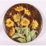 Brown Westhead, Moore and Co hand painted charger depicting Rudbeckias from Otterbourne near Winton,
