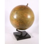 Philips' 12" inch terrestrial globe raised on Bakelite base, 42cm tall