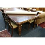 Reproduction mahogany extending dining table with two additional leaves, 240 x 125 when extended.