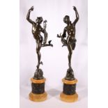 AFTER GIAMBOLOGNA AND FULCONIS Bronzed figures of Mercury and Fortuna 87cm tall