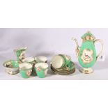 Royal Doulton six place coffee set decorated with bird of paradise vignettes, numbered to base