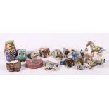Eighteen contemporary cloisonne models of animals, the largest 7cm tall, (18)