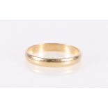 9ct yellow gold plain wedding band, size R, 2.0g