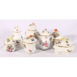 Seven Herend of Hungary hand painted porcelain items each decorated with fruit and or flowers, the