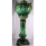 Victorian style Majolica type jardiniere on stand in the Gretna pattern and in the manner of