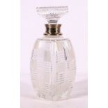 Mappin & Webb contemporary cut glass decanter and stopper with silver rim by Mappin & Webb,