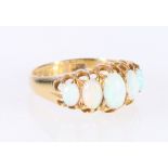18ct yellow gold five stone opal dress ring in claw setting, 3.1g, size N.
