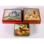 R Bianchi of Firenze (Florence) hand painted box with red setter design, 11cm wide, H&G Studios