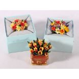 Halcyon Days Enamels bonboniere Tulipa Suaveolens and two flower posy models, two with boxes, (3)