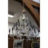 Mid 20th century gilt metal moulded glass and perspex chandelier.