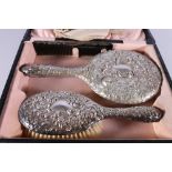 George V silver three piece dressing table or vanity set Birmingham 1927 by Daniel Manufacturing