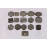 16 church communion tokens including Arbuthnot, Symington, St Cuthberts, Trinity etc.