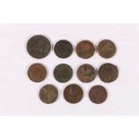 ENGLAND Charles II (1660-1685) eight copper farthings 1673, 1674 etc., William and Mary (1688-