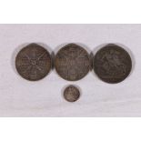 UNITED KINGDOM Victoria (1837-1901) crown 1890, two double florins 1887 one nef, and a silver four