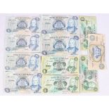 Bank of Scotland six £5 five pound banknotes 1981, 1987,1988, 1990, 1991 and 1993 and five £1 one