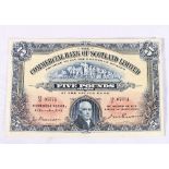 The Commercial Bank of Scotland Limited £5 five pound banknote 1st December 1944 Thomson and Erskine