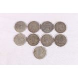 MEXICO nine 8 reales coins 1784 FM, 1792 IJ, 1794 FM, 1796 FM, 1799 FM, 1806 TH, 1808 TH, 1811 HI,