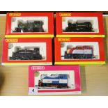 Five Hornby Railways OO gauge locomotives including R2188 0-4-0 Diesel Shunter D2412 BR green, 0-4-0