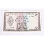 The Royal Bank of Scotland Limited £10 ten pound banknote 19th March 1969 Robertson and Burke A/1