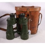 Pair of Bino Prism No5 mk4 x7 binoculars number 56030 in leather case