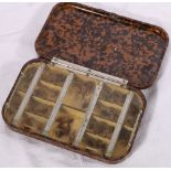 Hardy style faux tortoiseshell fishing fly case, 16cm wide