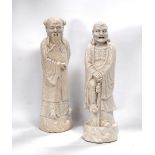 Pair of crackle glazed figures, Lohan and Shou Lao, 22cm high. (2)