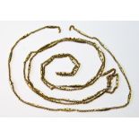 Victorian (low carat) gold long chain in two parts, 14g.