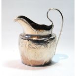 Silver cream jug, similar to the preceding, with moulded handle, crested, probably by James Moore,