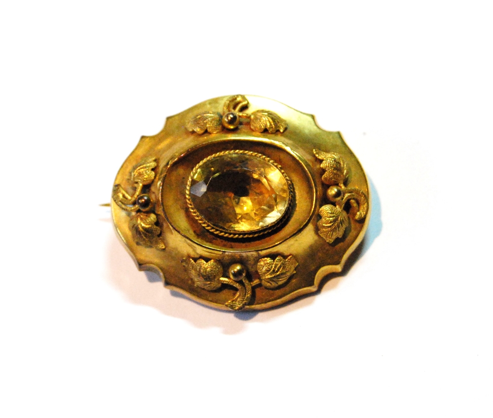 Victorian gold brooch, similar, with applied sprays and locket back, 8g gross.