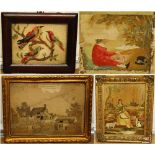 Four assorted 19th century needlepoints.   (4)