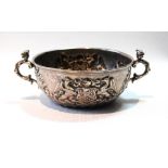 Silver embossed two-handled bowl with Worshipful Company of Drapers crest, by Mappin & Webb, 1898,