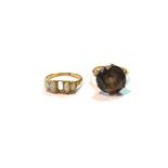 Opal ring in gold, a/f, and another with citrine, 9ct.