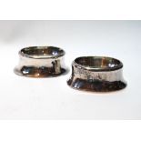 Pair of Queen Anne silver oval trencher salts, contemporary crest and initials, maker's marks