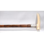 Early 20th century ivory-handled walking stick, Birmingham 1902 chased collar, 91cm.