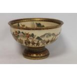 Late 19th/early 20th century Satsuma pottery footed bowl, the interior and exterior depicting a