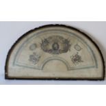 Hand coloured engraved paper fan leaf commemorating the Peninsula War (1808-14) with portrait