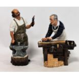 Two Royal Doulton figures: "The Carpenter", HN2678, 20.5cm high and "The Blacksmith", HN2782, 22cm