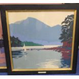 Early 20th century chromolithographic print of Derwentwater, 54cm x 54cm.