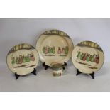 Three Royal Doulton series ware "Spring Time" pattern plates, D3119 depicting May Day processions,